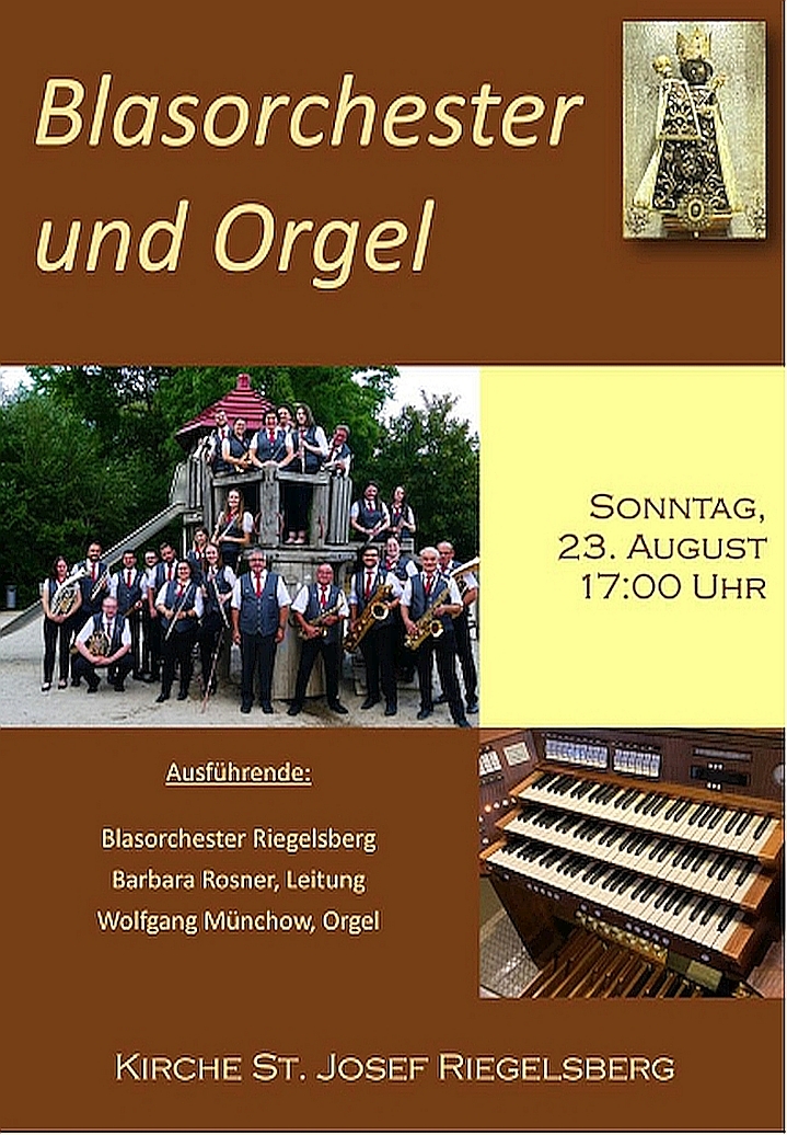 Gruppenfoto des Blasorchesters und die schwarze Madonna, Einladung zum Konzert