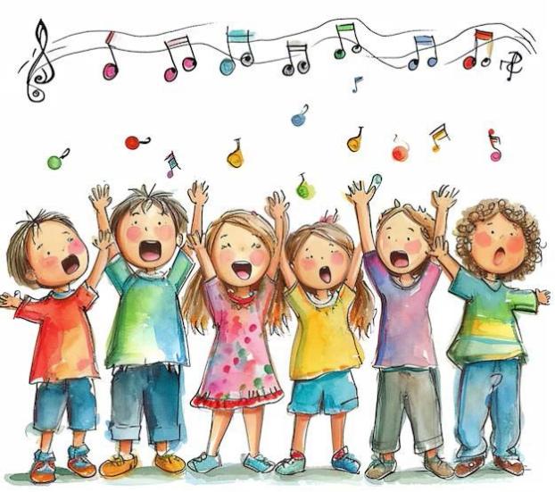 singende, sich freuende Kinder