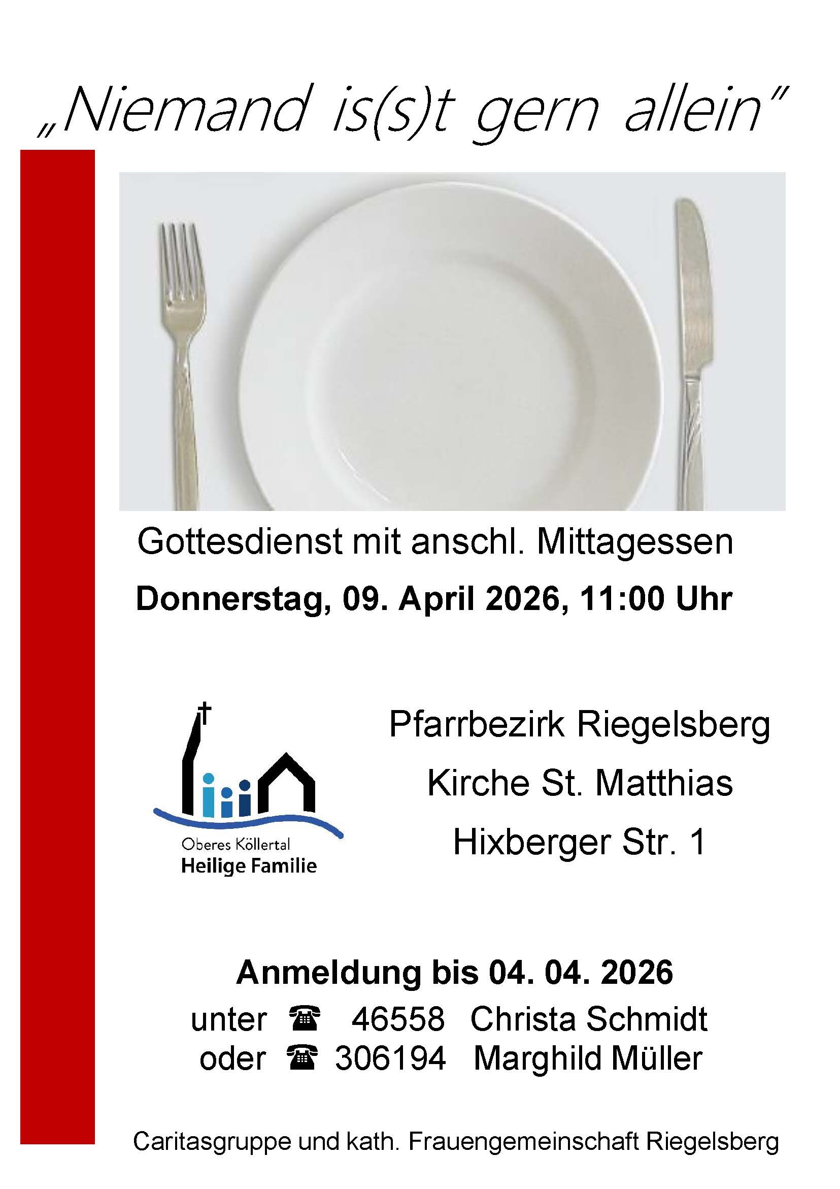 Einladung zum gemeinsamen Mittagessen am 9. April