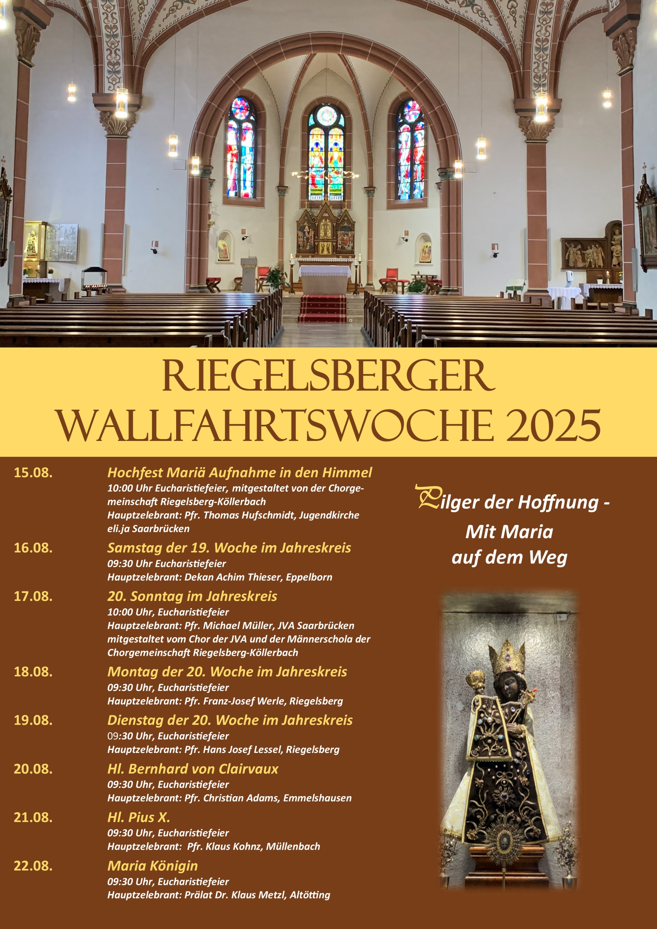 Einladungen zu den Gottesdiensten, schwarze Madonna, Kirchenraum