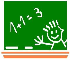 Auf der Tafel steht die Rechnung 1+1=3 und ein Gesicht.