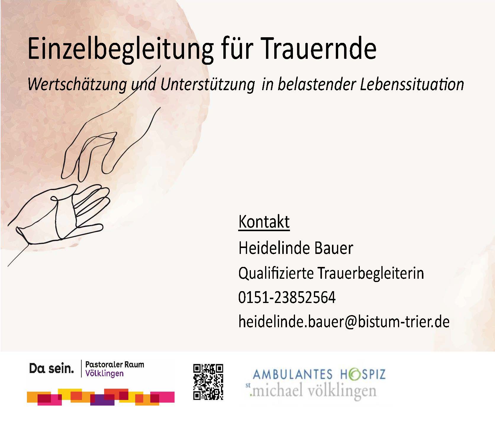 Das Plakat zeigt zwei Hände und eine Kontaktadresse