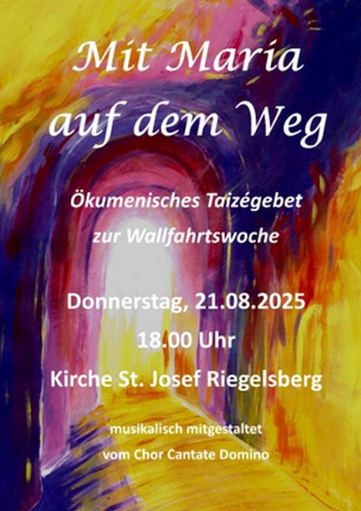 Weg durch einen Tunnel, Einladung zum Taizé-Gebet in der Wallfahrtswoche